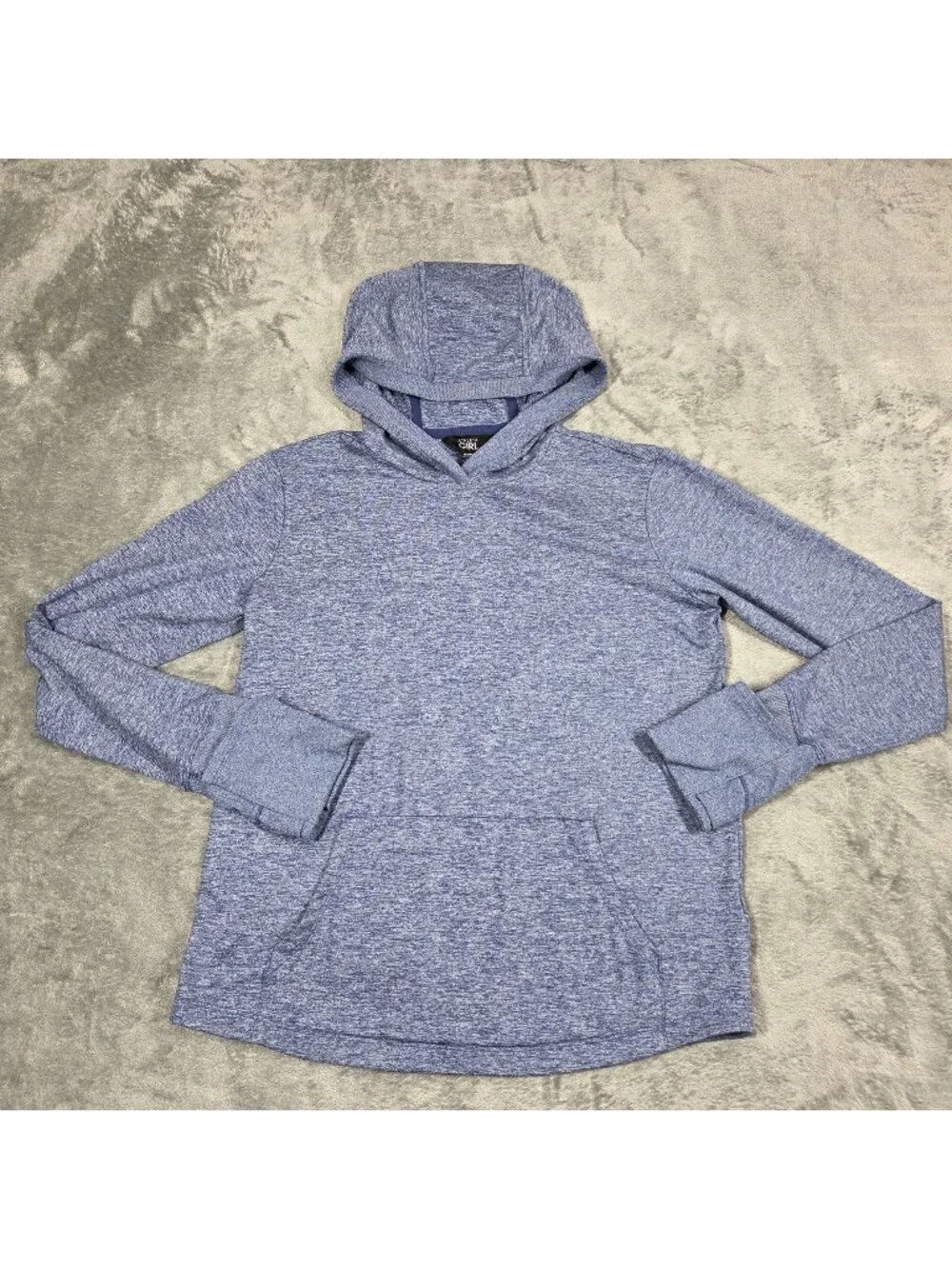 Athleta Girl Hoodie XL 14 Blue Lightweight Uptempo Cuffins Preppy Gym Pullover